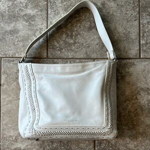 Tignanello White Shoulder Bag with Textured Fabric